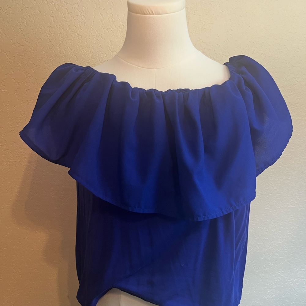 French Connection Blue Off-Shoulder Women's Top